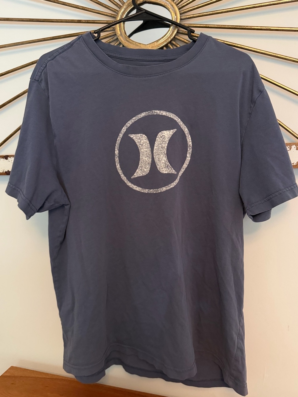 Hurley Men’s Short Sleeve Logo Tee - Slate Blue with Silver Logo